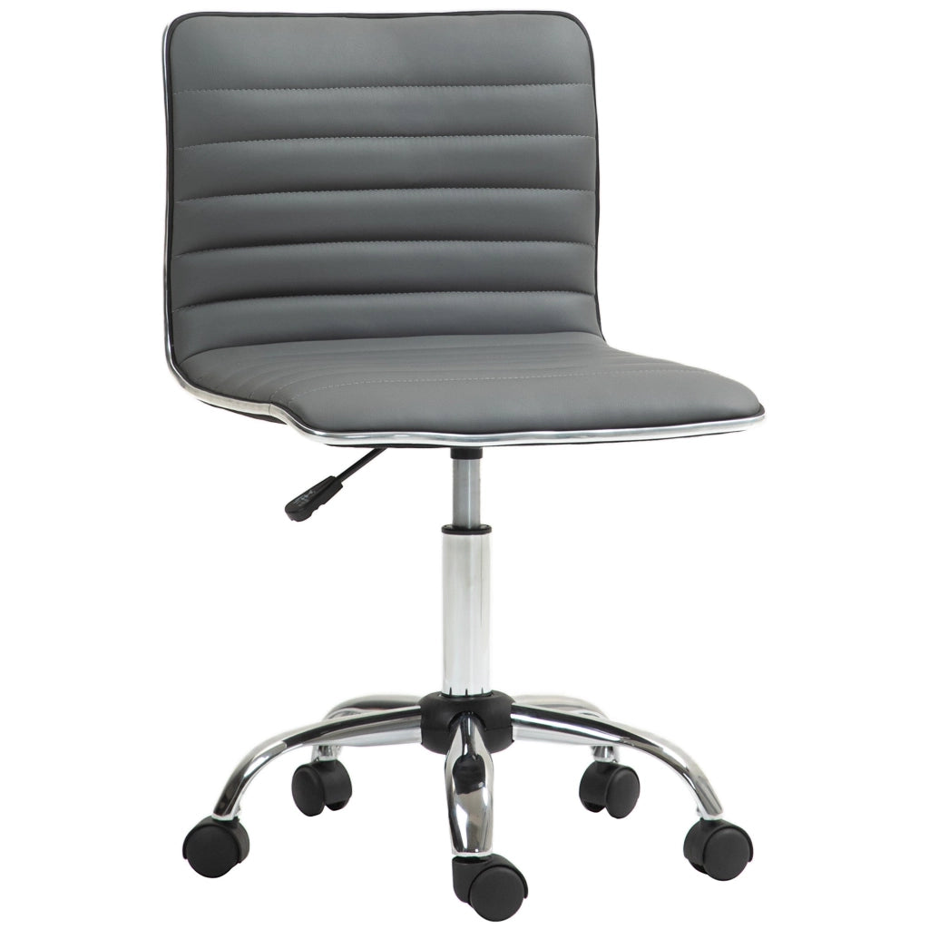 Sedia Poltrona Operativa da Ufficio Ergonomica con Altezza Regolabile in Pelle PU Grigio Scuro