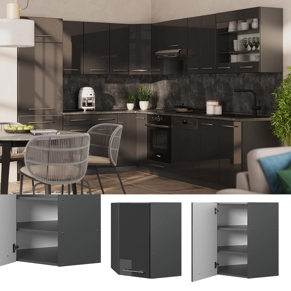 Vicco Mobile angolare da cucina Antracite lucido 57 cm