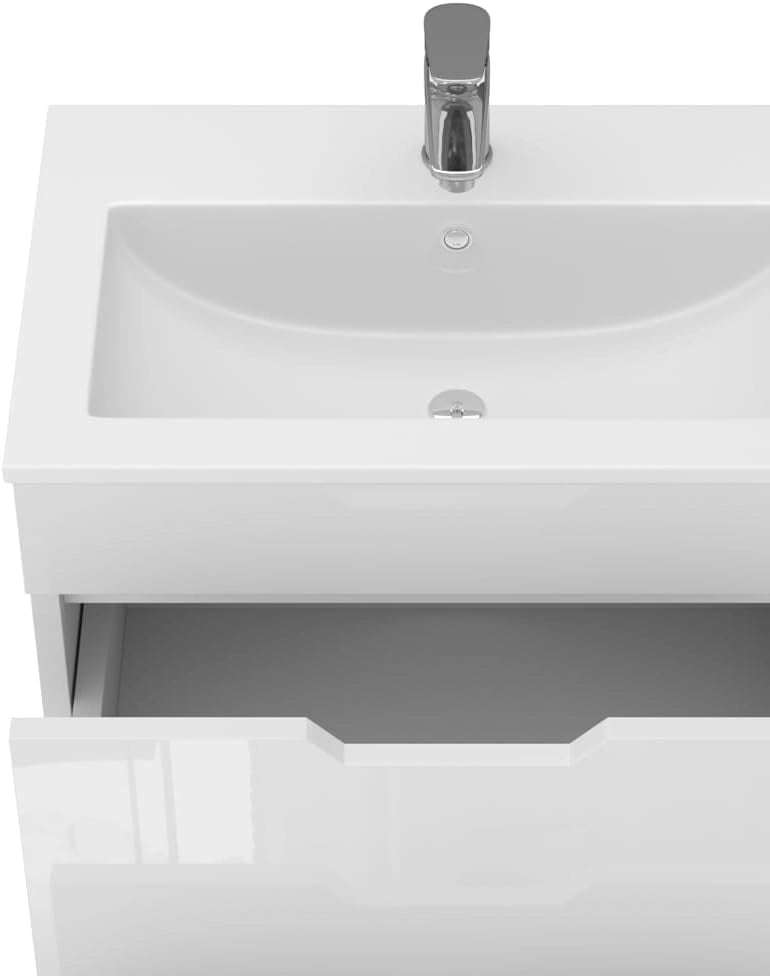 Set di mobili da bagno Clayton, Bianco, 60 cm, composto da mobile sottolavabo e lavabo