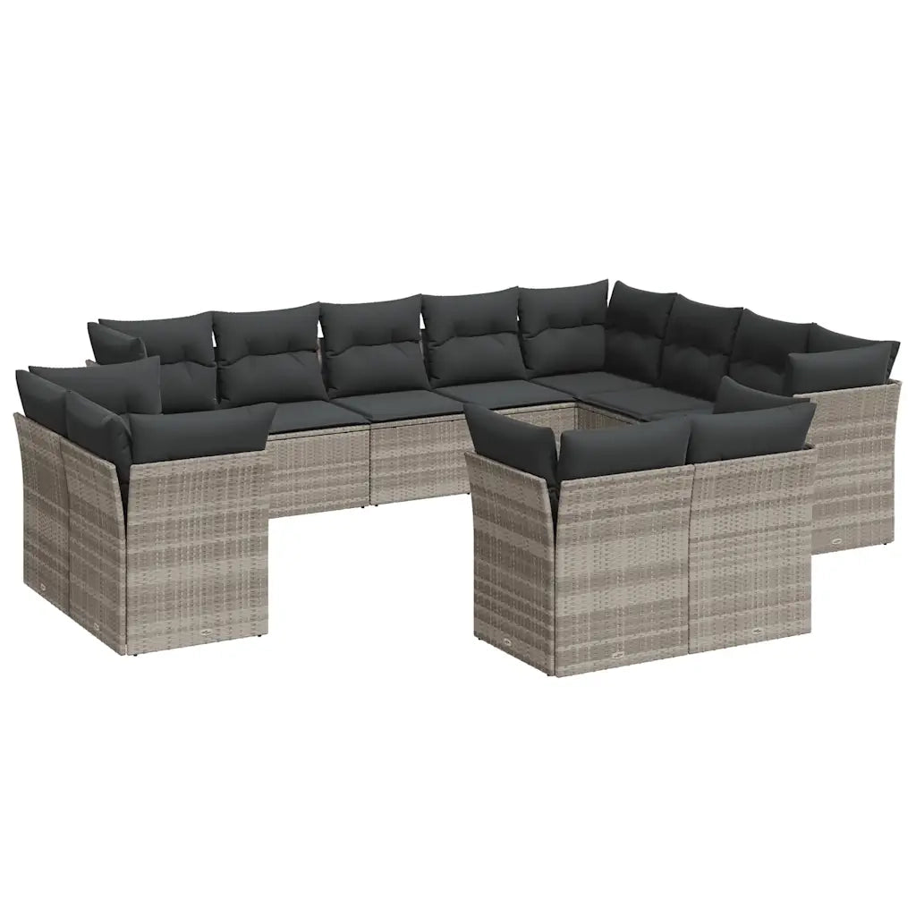Set Divano Giardino 12 pz con Cuscini Grigio Chiaro Polyrattan 3218532