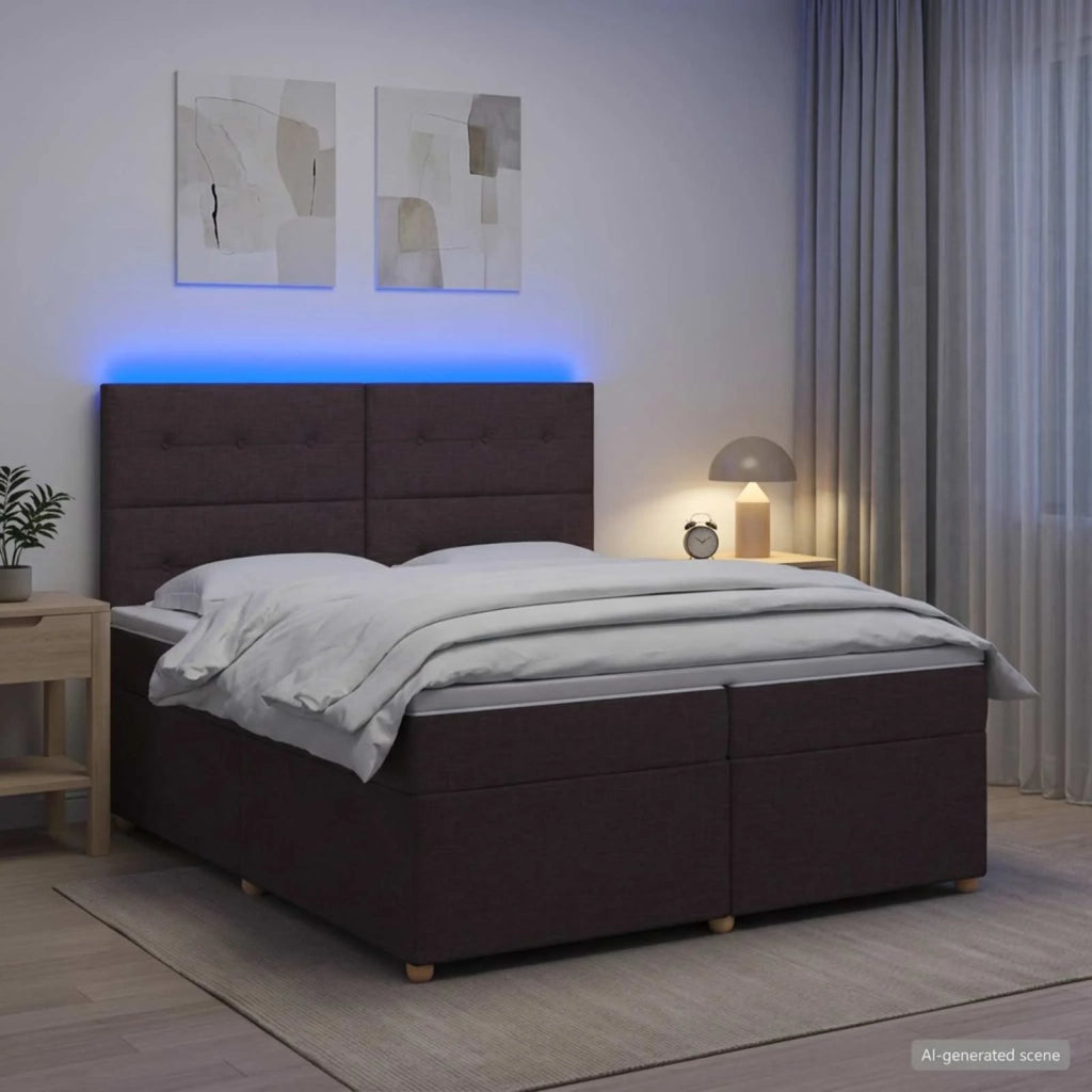 Letto box spring con materasso Marrone Scuro 200 x 200 cm 3455430