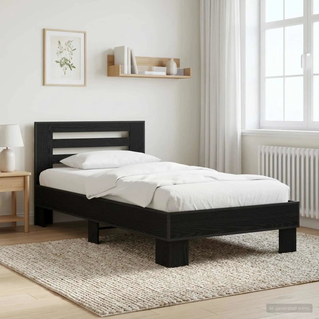 Struttura letto con testata Rovere Nero 80 x 200 cm 8009105
