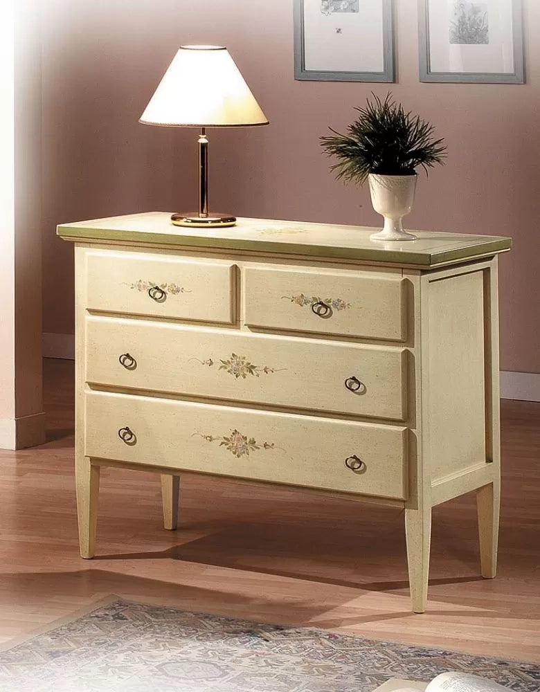 Cassettiera classica 4 cassetti legno grezzo 110x51x90 (1111) - Mobili 2G