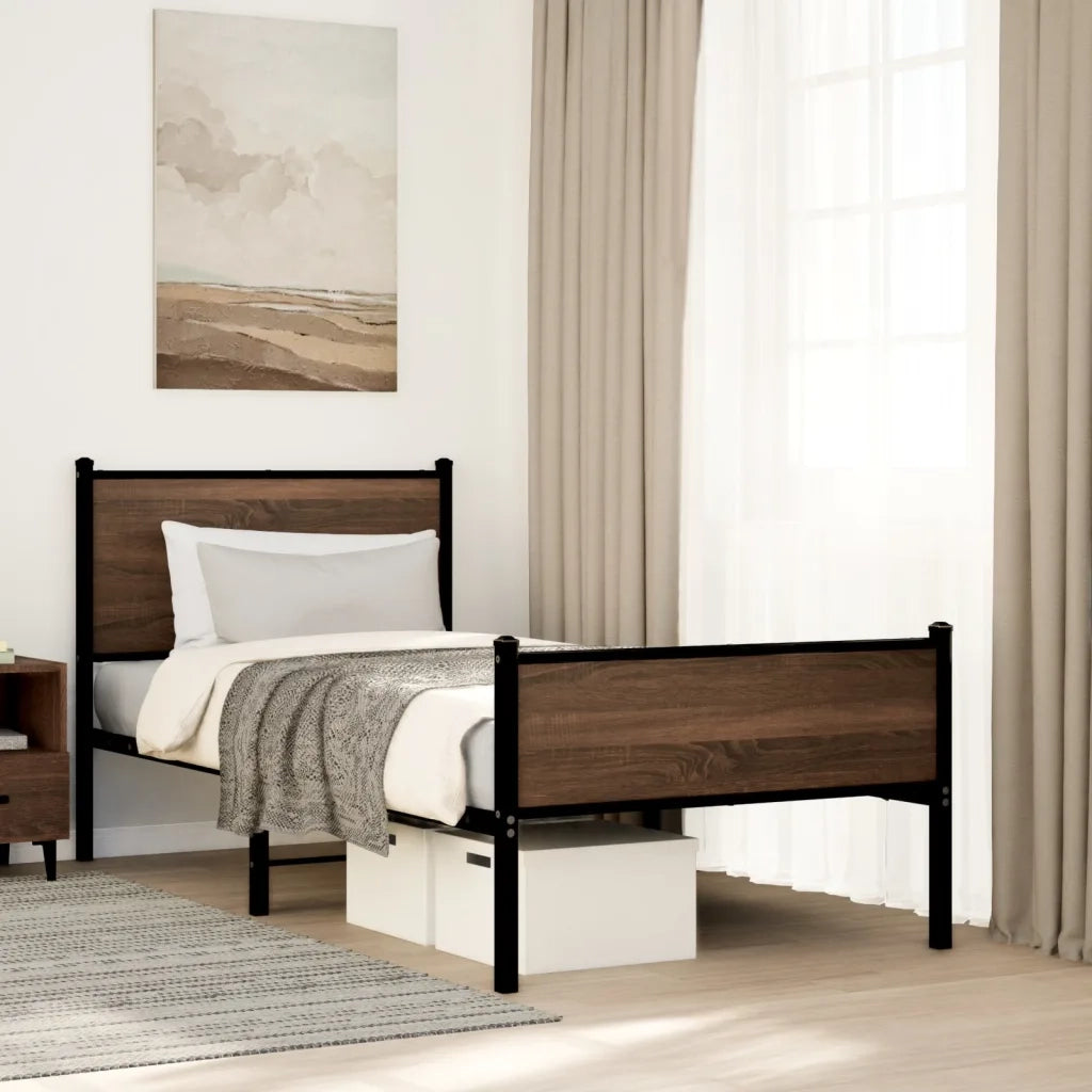Giroletto senza Materasso in Metallo Rovere Marrone 90x200 cm 4007951