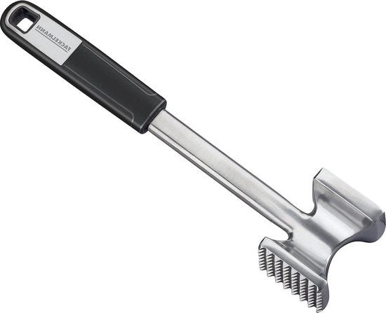 Vanga da carne in alluminio da 26 cm con manico antiscivolo - due superfici da battitura
