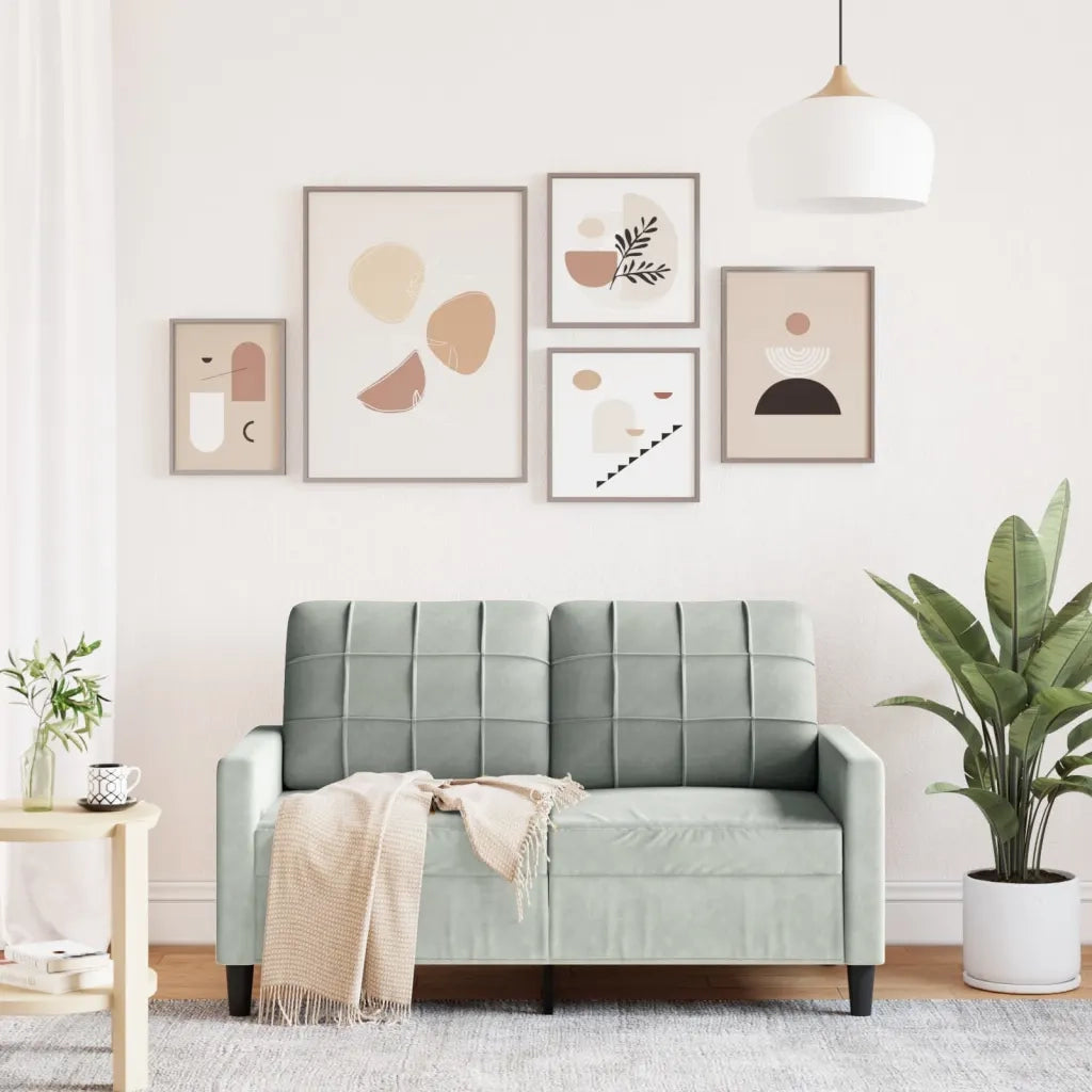 Divano a 2 Posti-Sofa 2 Posti Grigio Chiaro 120 cm in Velluto 403573