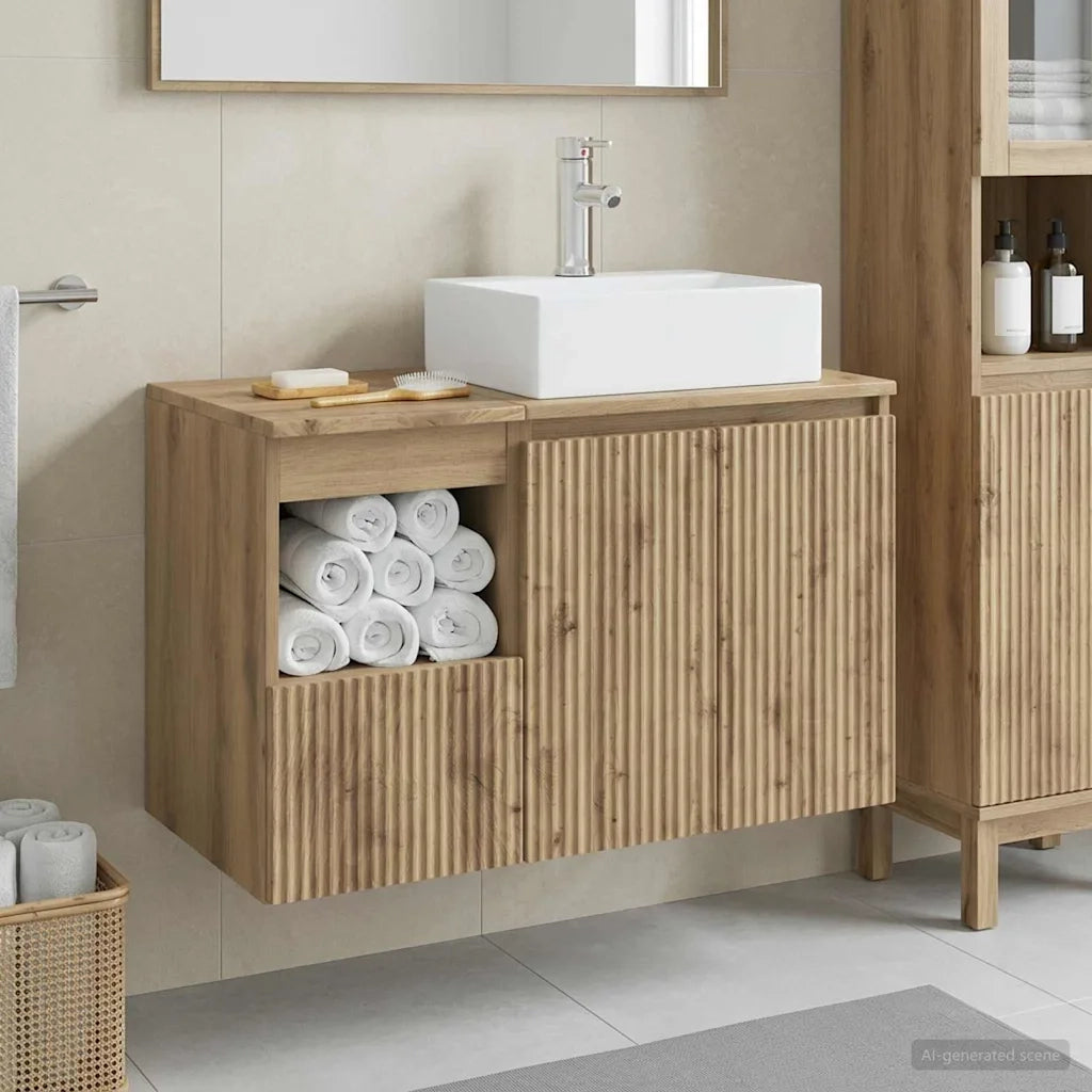 Set di mobili per il bagno 2 pz Rovere Artigianale 3404063
