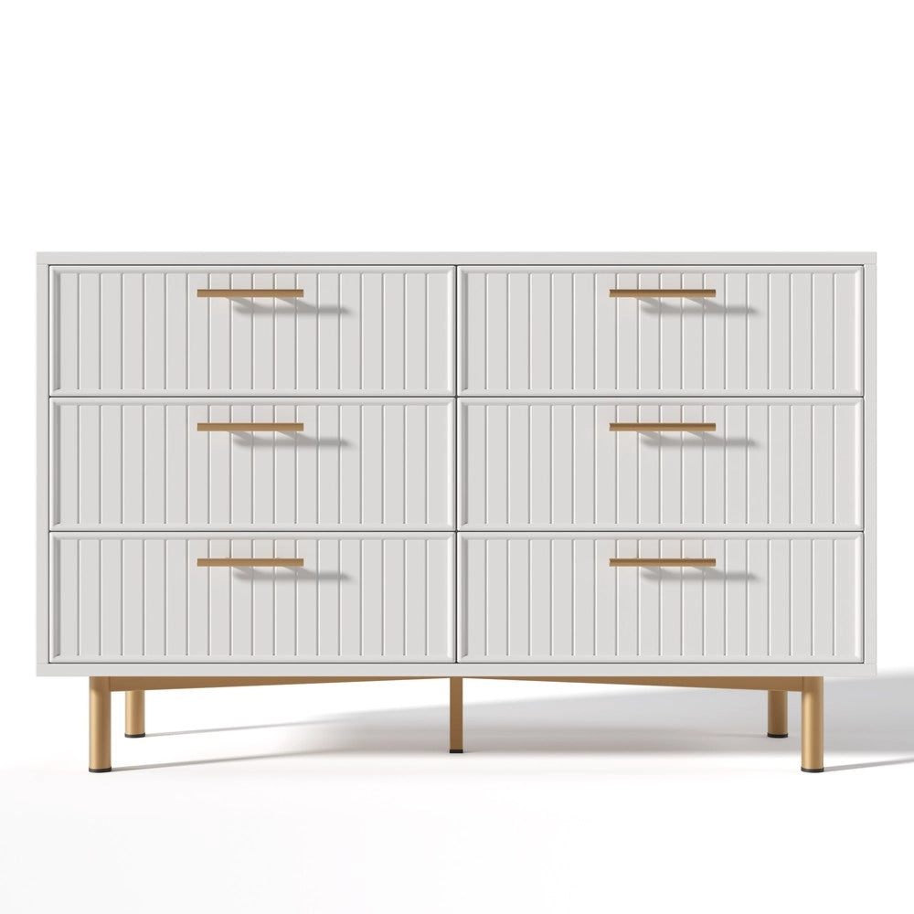 Cassettiera 6 Cassetti ¨C MINIMAL ¨C Bianco, 120x40x75 cm