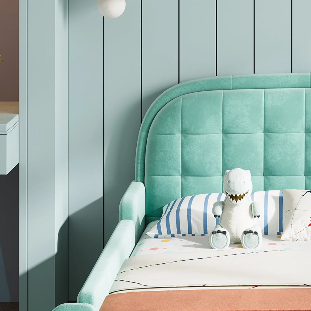 Letto per Bambini 140x200 cm - Scivolo e Scala Reversibili; Sponde Imbottite - Bluverde
