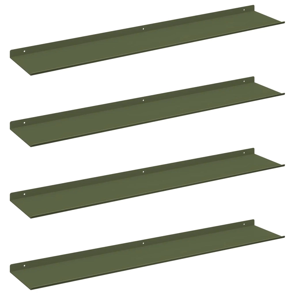 Mensola sospesa 4 pcs Verde oliva 100 x 18 x 2,5 cm Acciaio