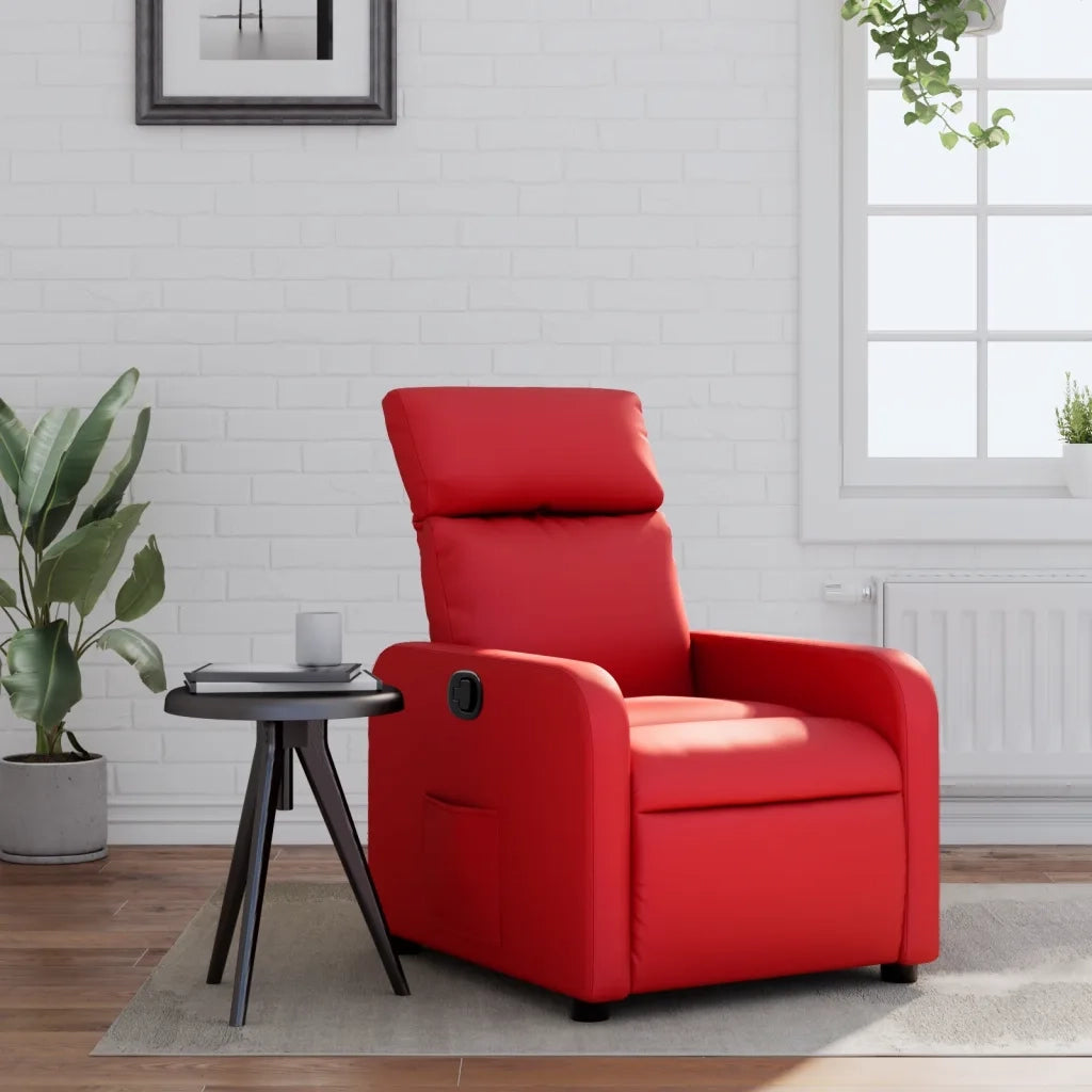 Divano Sedia-Poltrona Reclinabile Rossa in Similpelle 931589