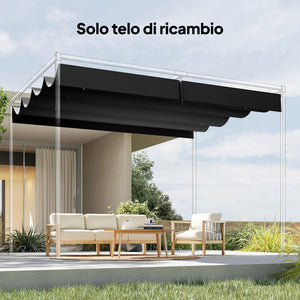 Telo Pergola per Esterni 392x350 cm Anti UV con 8 Fori di Drenaggio in Poliestere Grigio Scuro