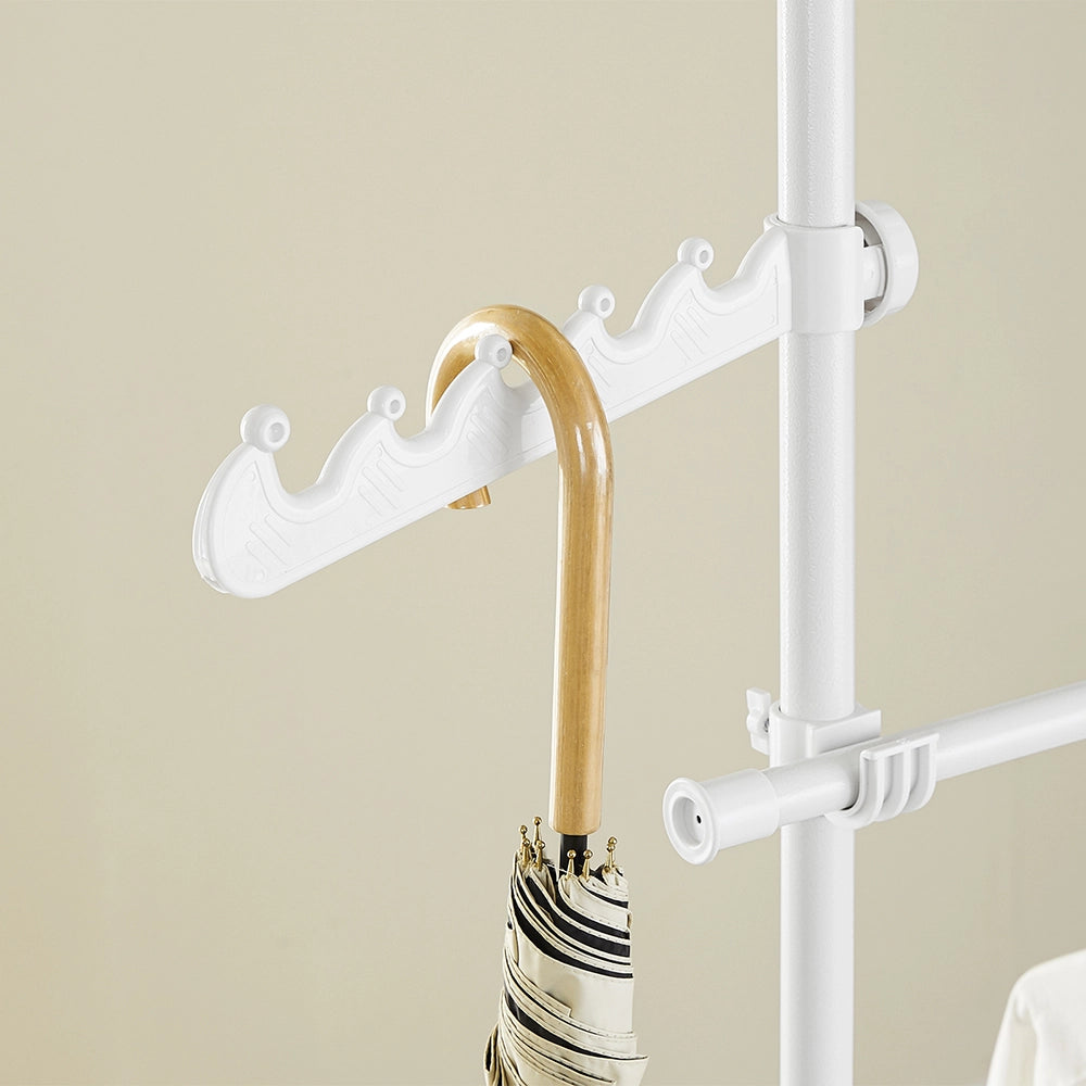 SoBuy FRG109-II-W Telescopic Appendiabiti da Terra, Robusto Stand Appendiabiti con Aste, Armadio Aperto Regolabile per Camera da Letto, Porta Abiti Bianco