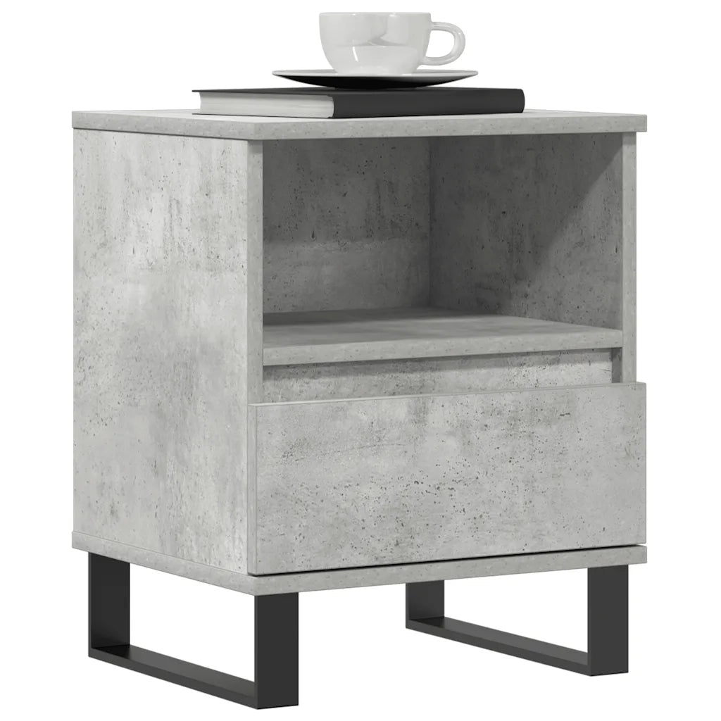 Set di 2 Comodini | Armadio da Notte | Mobiletto da notte Grigio Cemento 40x35x50 cm in Legno Multistrato