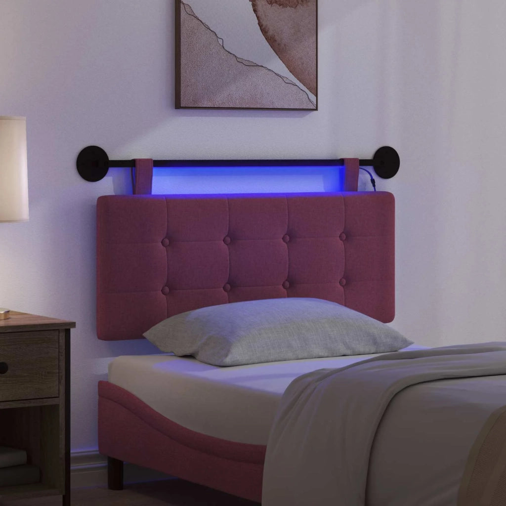 Testiera sospesa Con luce LED Rosso Vino Tessuto 3424390
