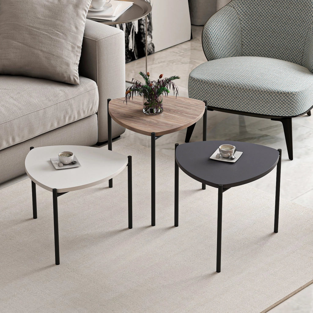 Set di 3 tavolini "Lenny" in legno - 45 x 45 x 45 cm - Multicolore