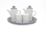 Set Menage Completo da Tavola in Ceramica Decoro Grigio