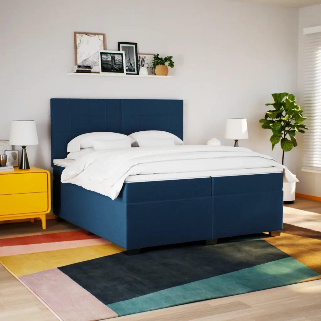 Giroletto a Molle con Materasso Blu 200x200 cm in Tessuto 3290601