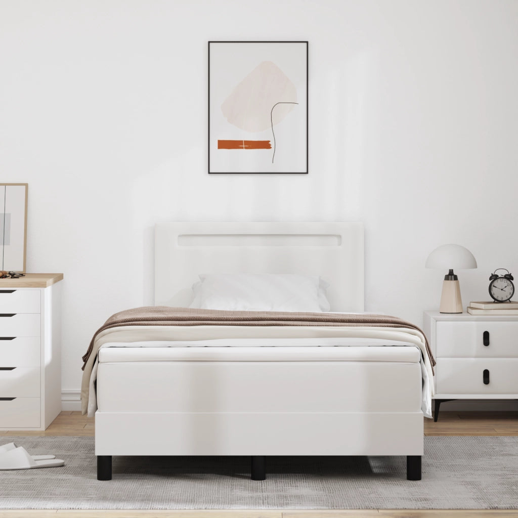 Letto con Rete a Molla e Materasso Bianco 120x200 cm in Ecopelle