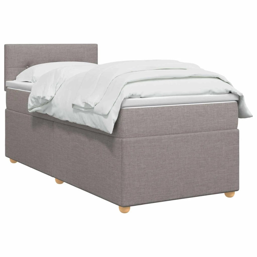 Letto box spring con materasso Tortora 90 x 190 cm Tessuto 3450850