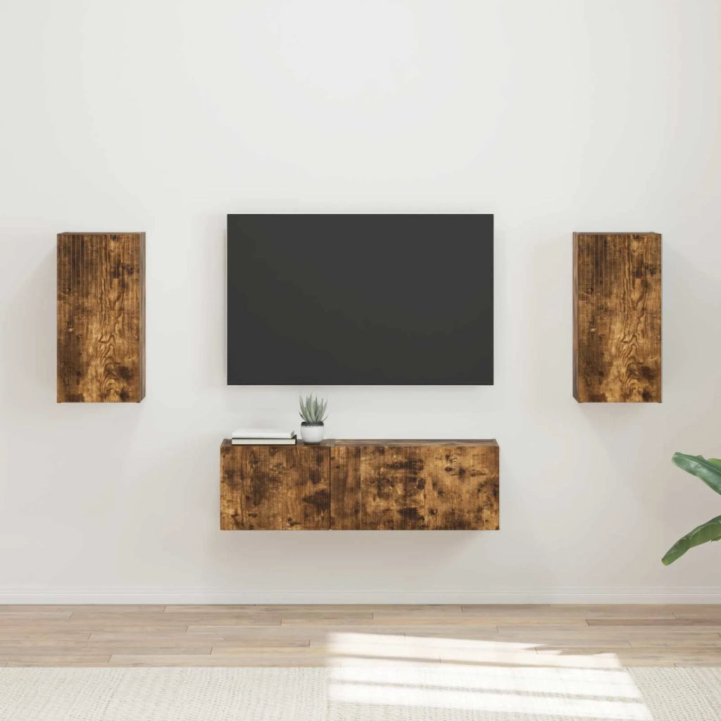 Set di Mobiletto da TV a Parete 4 pcs Rovere fumé