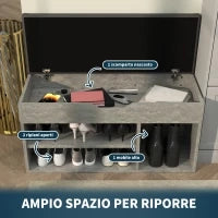 Scarpiera Salvaspazio Imbottita a 3 Ripiani Aperti con Spazio a Scomparsa, in Legno, 80x30x45 cm, Nero e Grigio