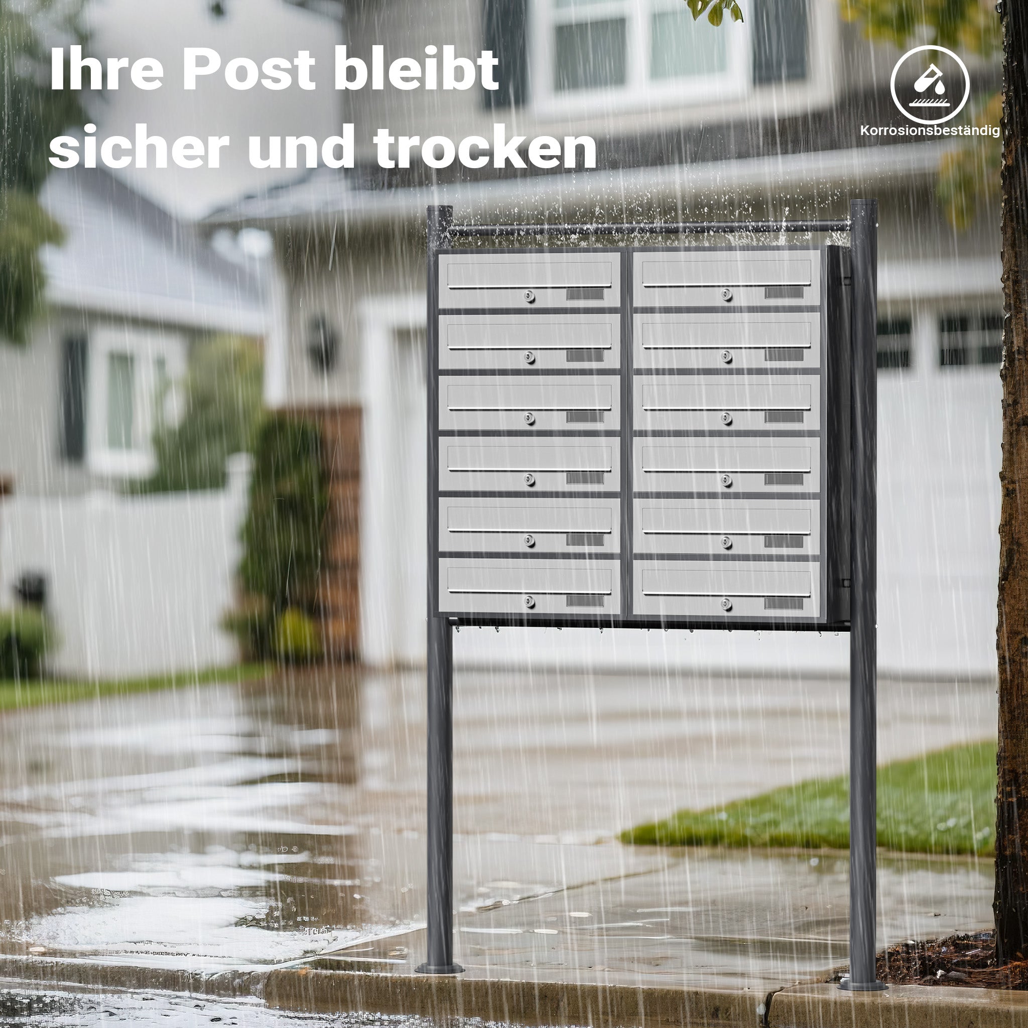 Cassetta postale condominiale autoportante 12 posti antracite/bianco 945 x 270 x 1500 mm 2 moduli