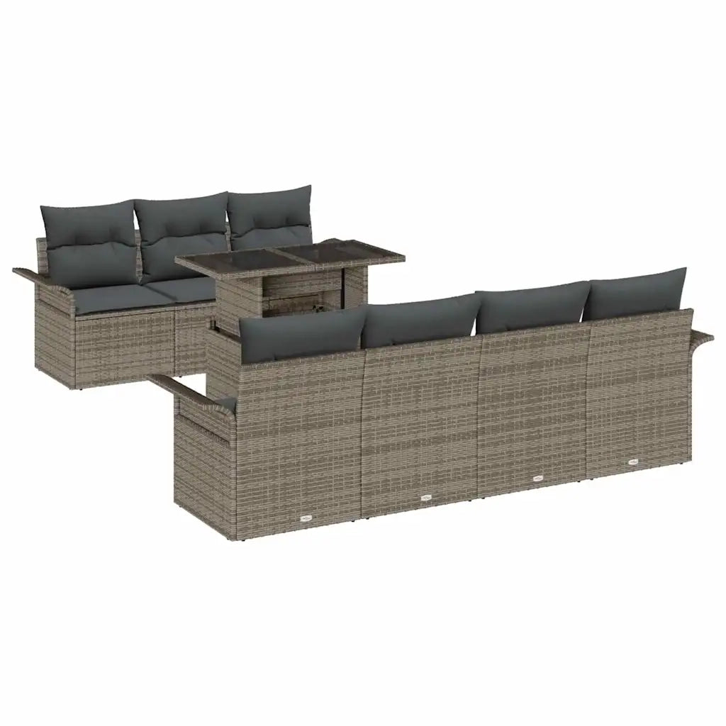 Set Divano da Giardino con cuscino 8 pcs Grigio polyrattan 3348225