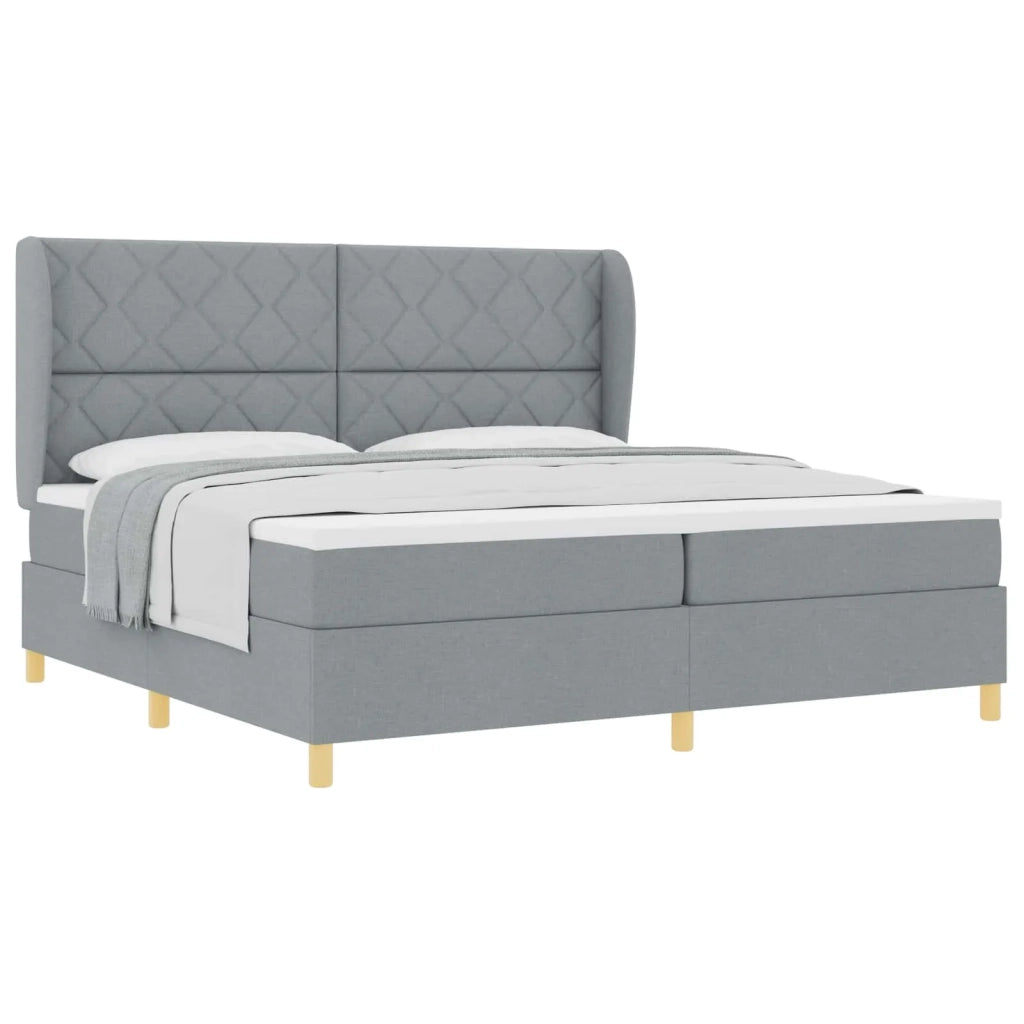 Letto a molle con materasso Grigio chiaro 200 x 200 cm Tessuto 3340837