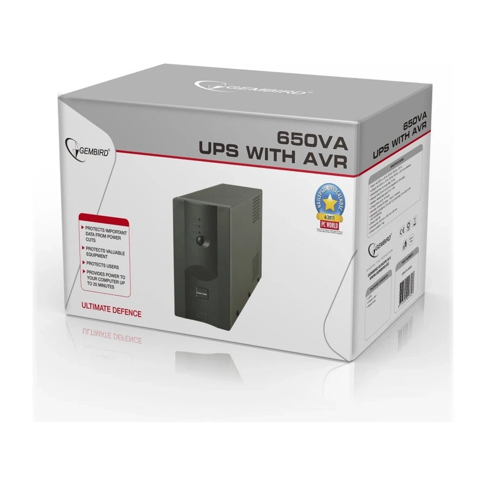 Gembird UPS-PC-652A alimentatore di energia ininterrotta (UPS) Line-Interactive 0,65 kVA 390 W 3 prese AC