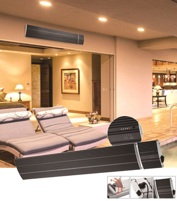 Stufa Elettrica ad Infrarossi da Parete Soffitto 104,5x17,7x6 cm 1500W con Telecomando Nero