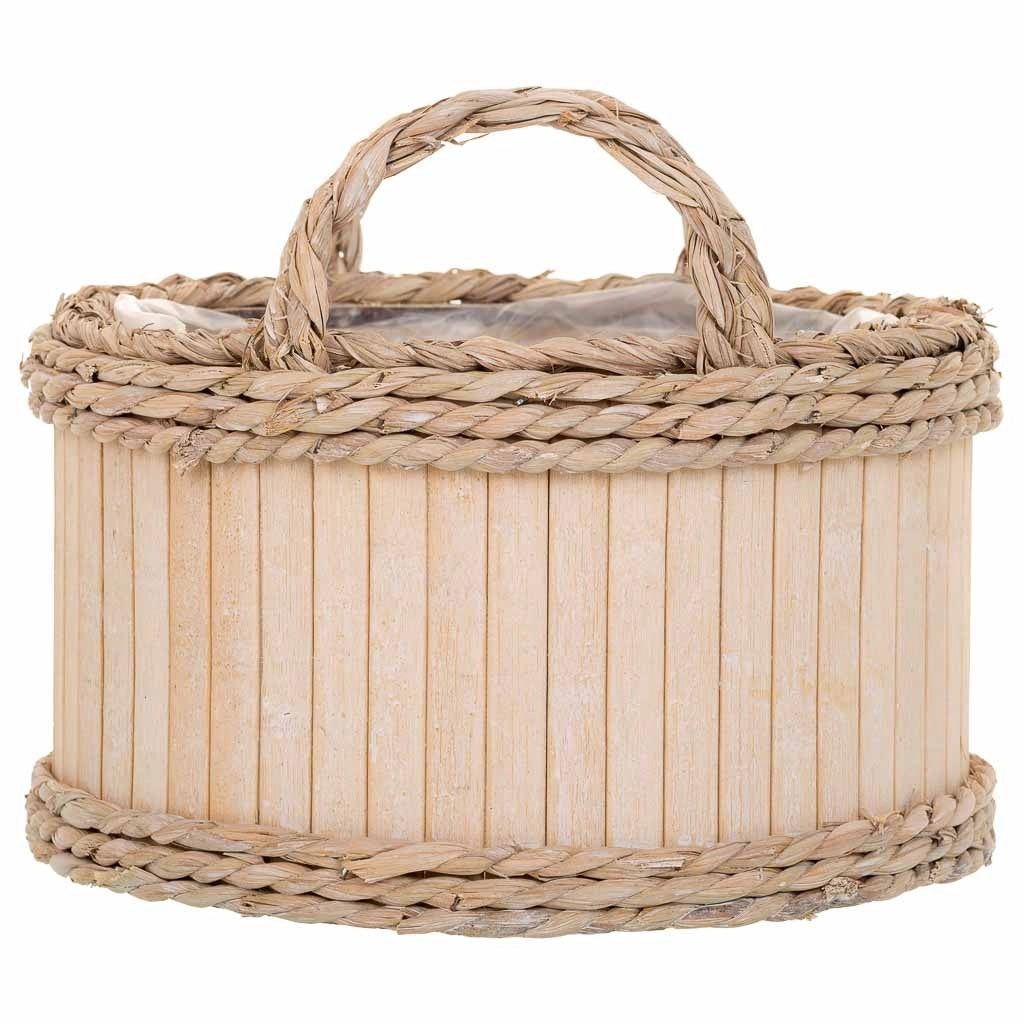 Set di 3 cestini ovali in legno marrone