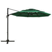 Ombrellone a Sbalzo 4 Livelli Palo Alluminio Verde 3x3 m 313829