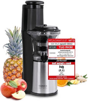 Eccellente centrifuga per succhiare lentamente - risultati di prova "molto buono" - centrifuga per frutta, verdure e erbe - grande apertura di caricamento 75 mm Ø - intere frutta - succo e sorbetto centrifugato - centrifuga in acciaio inox nero