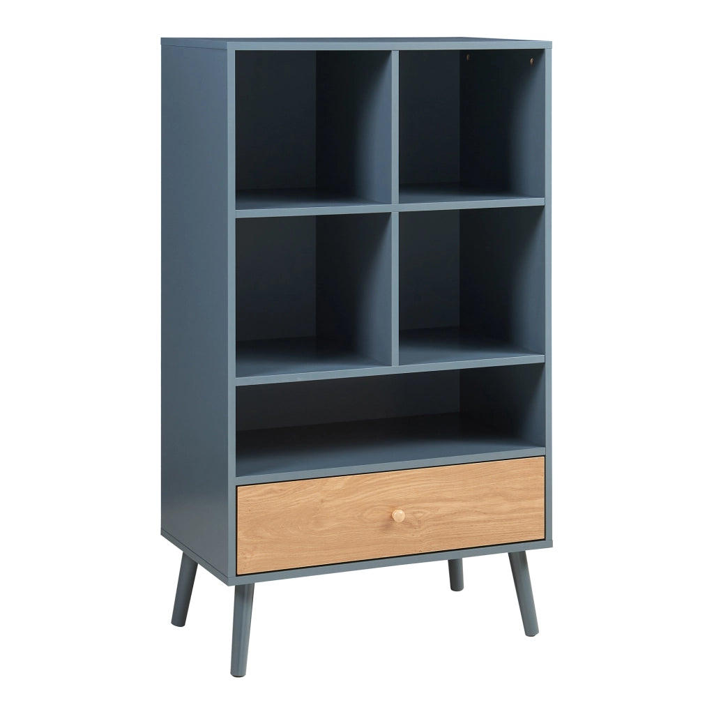 Libreria Reyljand Scaffale con Cassetto 120x70x40 cm - Grigio / Effetto Rovere [en.casa]