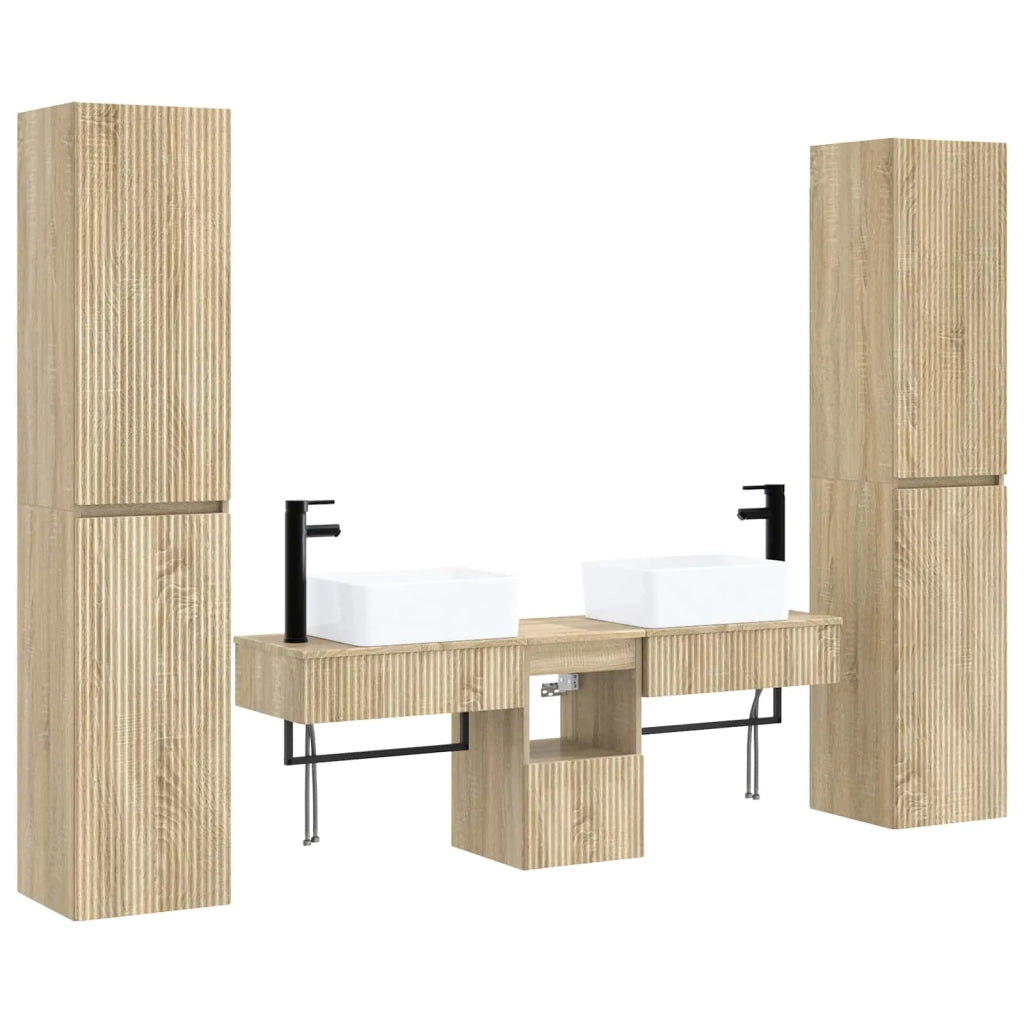 Set di mobili per il bagno 5 pz Rovere Sonoma 3406015