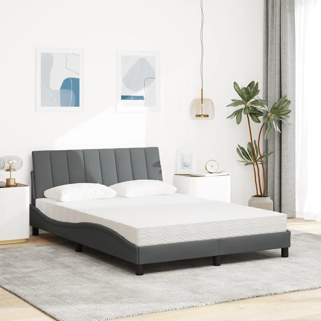 Letto con Materasso Hanko Grigio Scuro 140x190 cm Tessuto