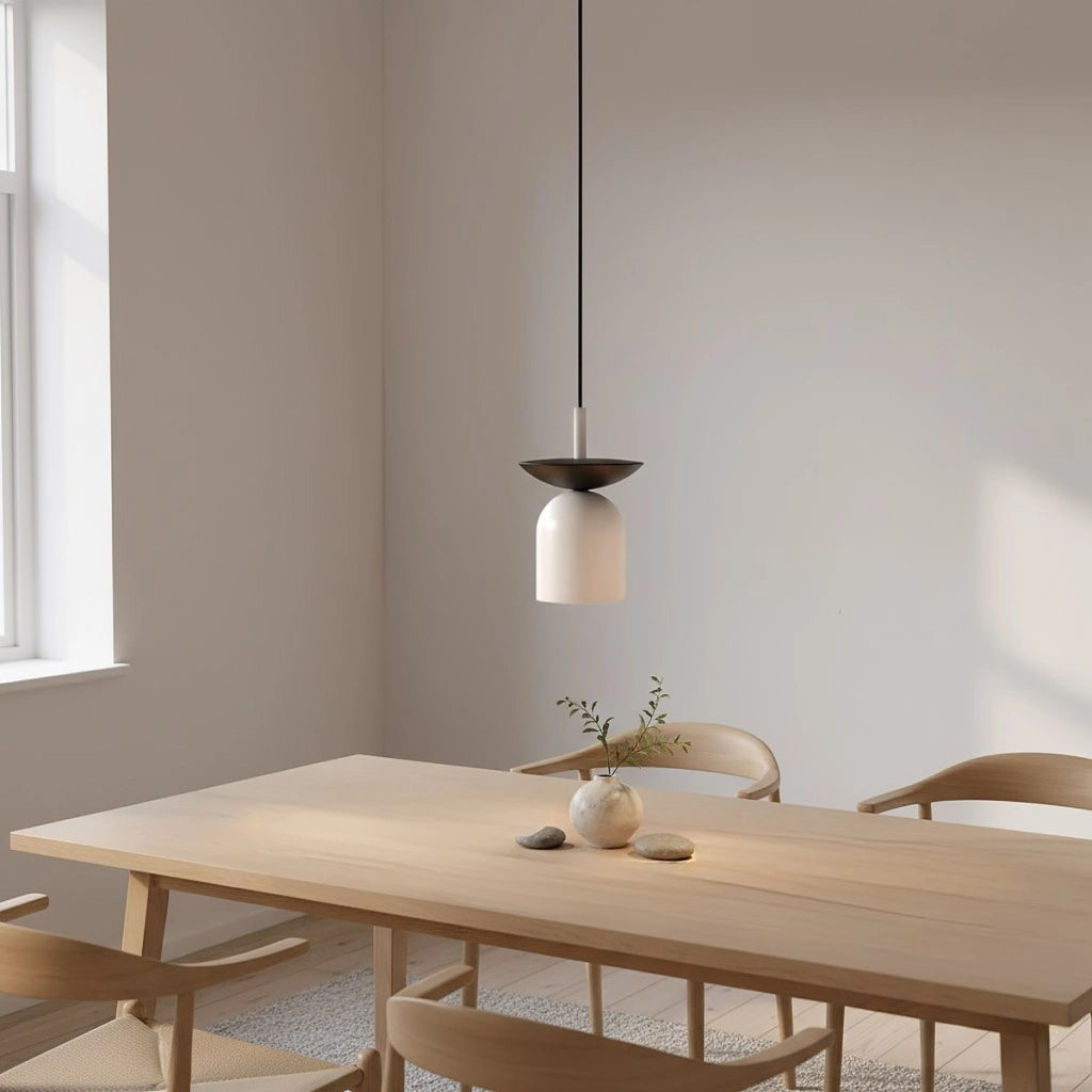 Lampada a sospensione Ego in acciaio bianco opaco