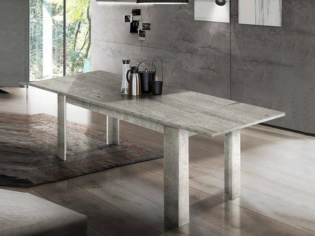 Tavolo per sala da pranzo Arizon, Made in Italy, Tavolo moderno con allunghe, Consolle allungabile, cm 140/190x90h75, Cemento