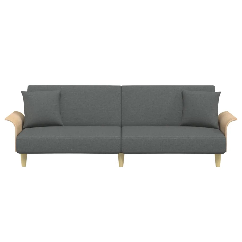 Divano Letto con Braccioli Grigio Scuro in Tessuto 351844