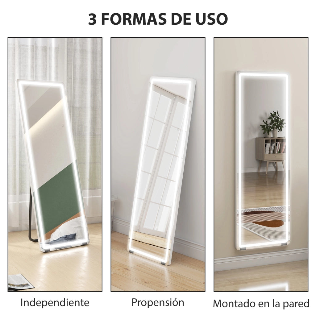Specchio da Parete con Luci 150x50 cm 3 Colori ¨C Zephmum ¨C Bianco