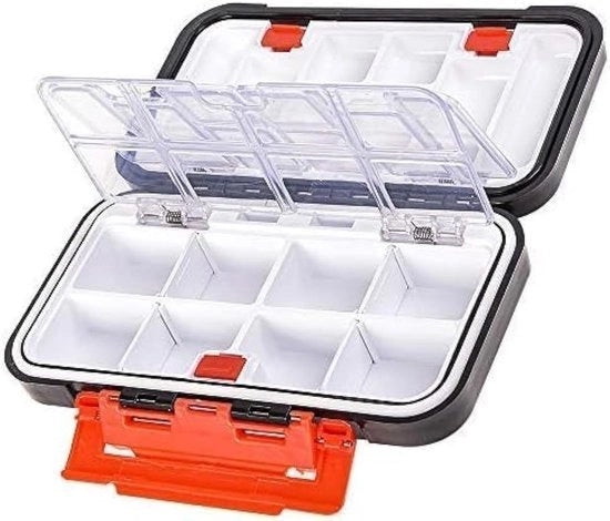 Scatola di Stoccaggio Acqua-Resistente - Scatola di Stoccaggio Doppia - 16 Compartimenti - Resistente ai Colpi - ABS Duraturo - 2 Strati - Tacklebox