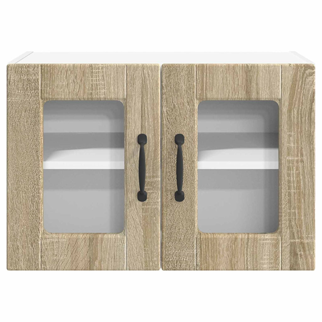 Set di 2 pensili da cucina moderni con 4 ripiani 60 x 31 x 40 cm realizzati in legno composito di rovere Sonoma 02_0054314