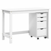 Set Scrivania | Tavolo da Ufficio e mobiletto su ruote MOSS 2 pz Bianco
