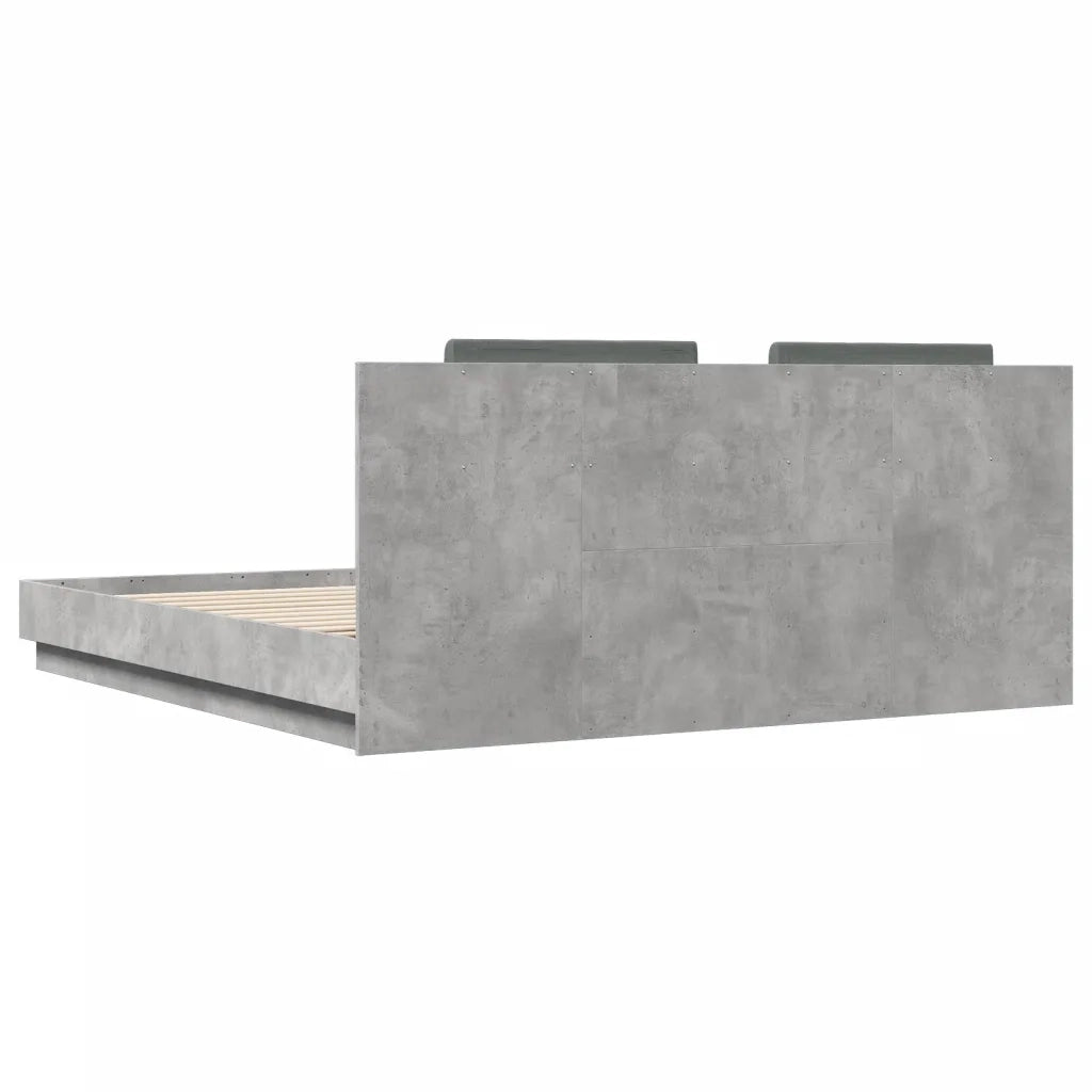 Giroletto con Testiera e LED Grigio Cemento 160x200 cm 3209999