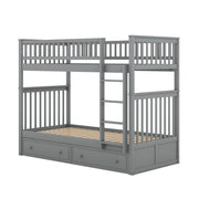 LETTO a castello convertibile 90x200 cm in pino grigio con 2 cassetti