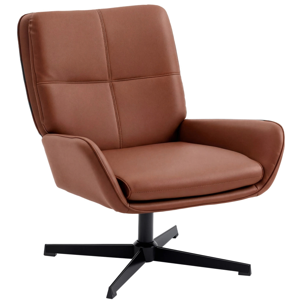 Poltrona imbottita in similpelle ¨C zephmum ¨C marrone con gambe in metallo