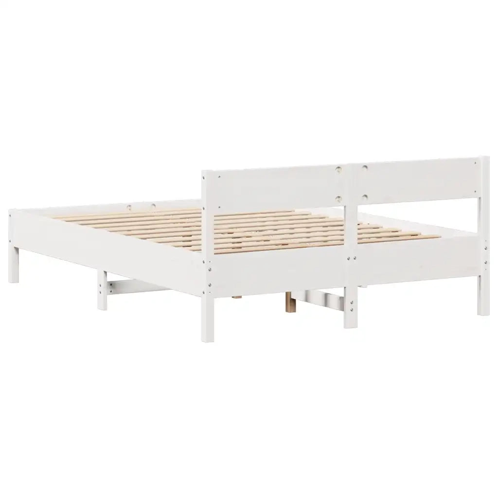 Letto senza Materasso-Struttura Letto Bianco 135x190 cm Legno Massello di Pino 417668