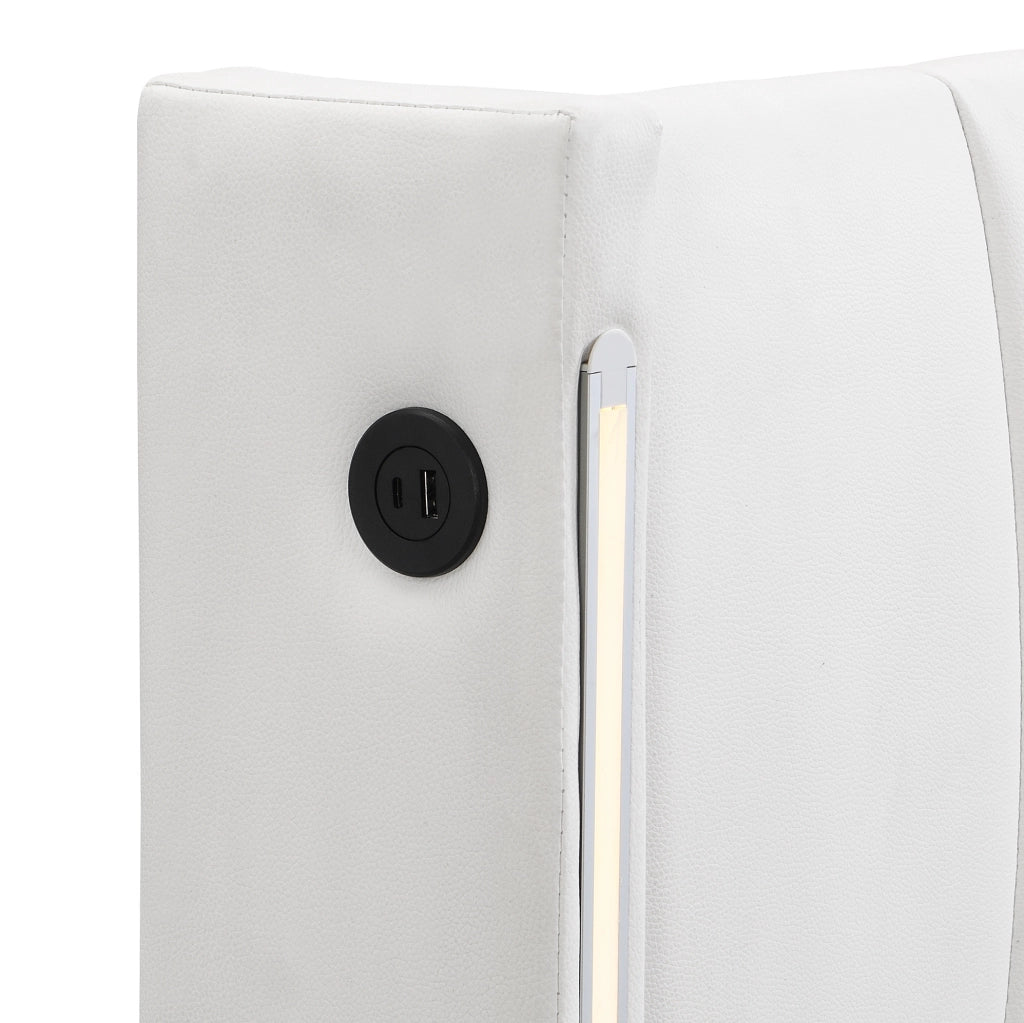 Letto imbottito 180x200 cm con LED, USB ricaricabile e vano contenitore