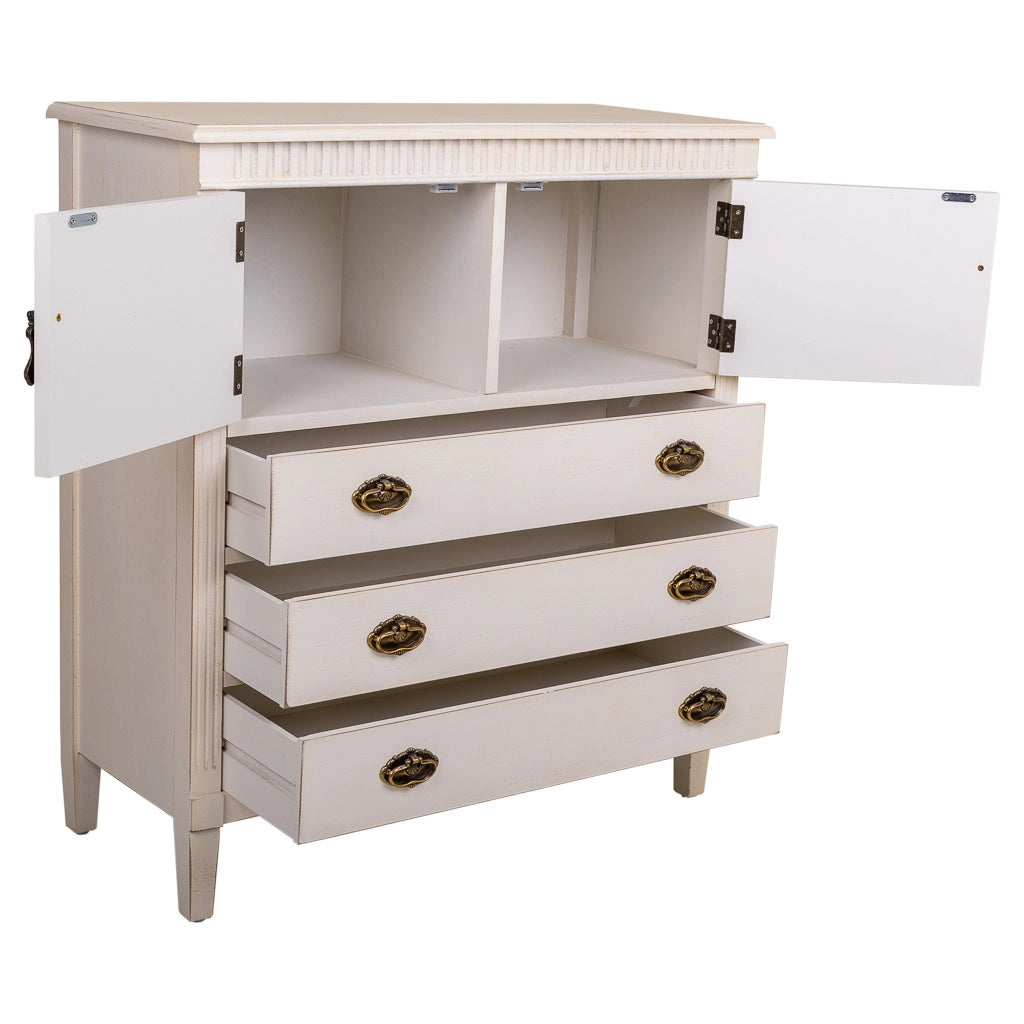 Cassettiera in legno bianco 82x36x90h